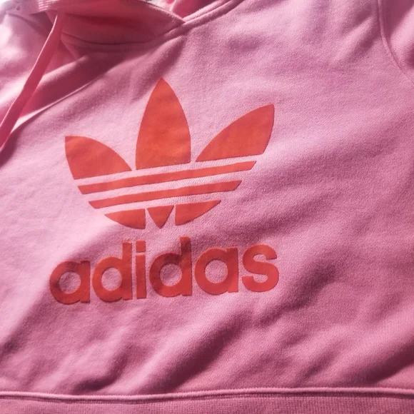 ADIDAS WOMEN'S PINK CROPPED OVERSIZED HOODIE SIZE X-SMALL - Picture 9 of 11